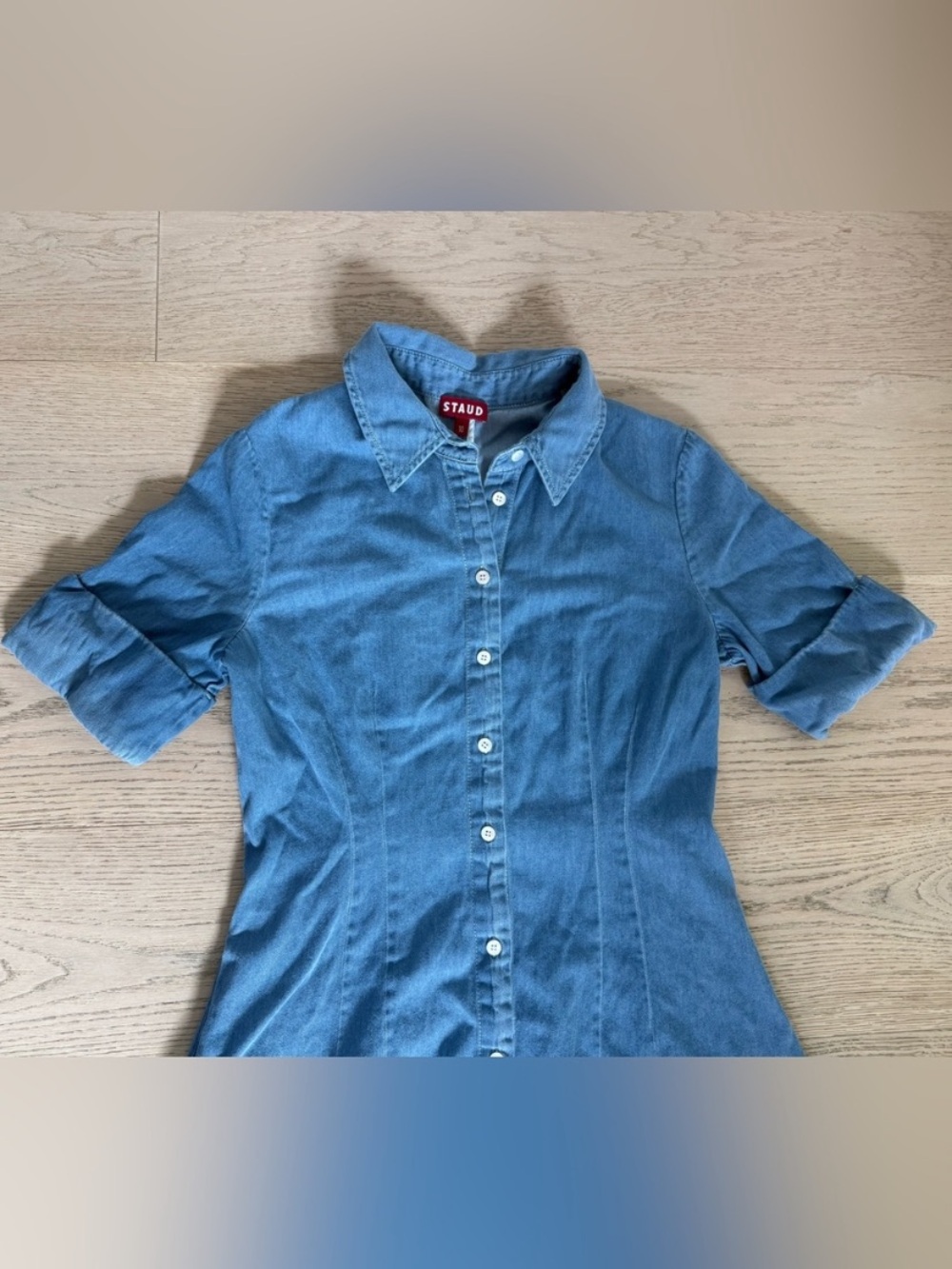 Staud Light Blue Button-Front Maxi Shirt Dress - Picture 7 of 11
